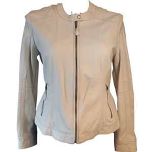 Apt.9 Women's Ivory Cream Imitation Leather Jacket NWT Size XL